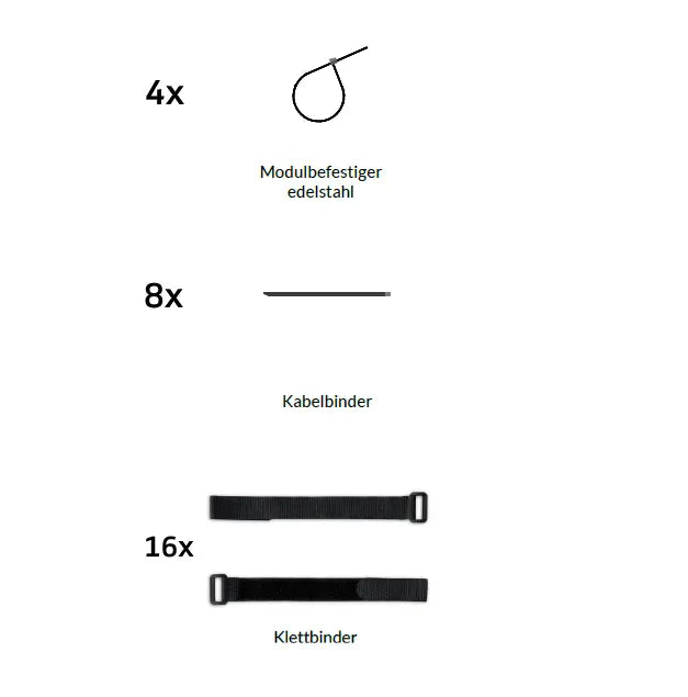Anschlusskit Sunman Kabelbinder aus Edelstahl und Kunststoff und Klett