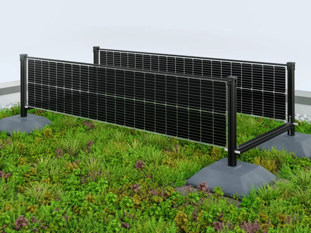 SOLYCO SOLon - Vertikales Solar Set für Gründächer - Leichte Balkonkraftwerke | BalkonSolar Deutschland